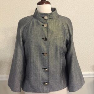 NEW!! Sharango Herringbone Cape Jacket gray Herringbone